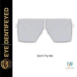 "Don't Try Me" Silver Metal Frame/Silver Lens Premium Sunglasses + Folding Case